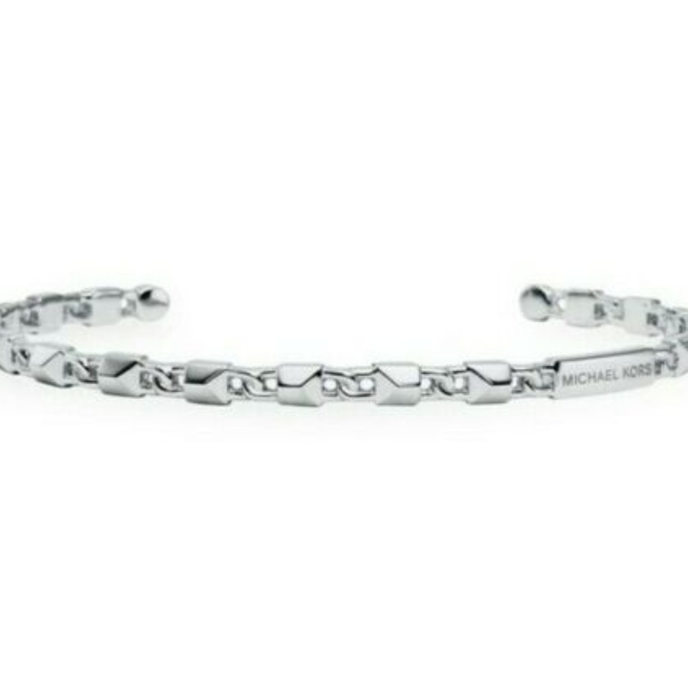 ๐ NWT!! $175 MICHAEL KORS Mercer Link Silver Cuff - Picture 6 of 7